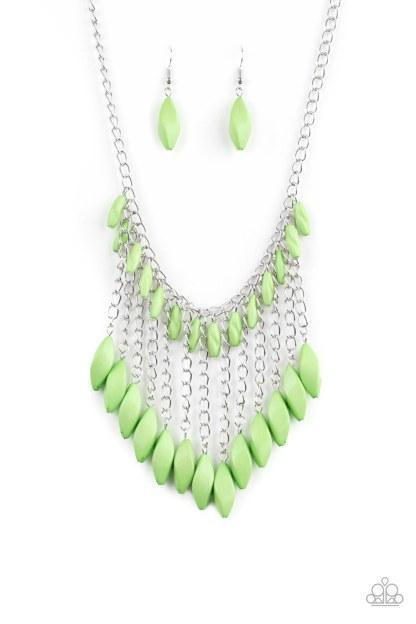 Venturous Vibes Green Necklace - Paparazzi Accessories-CarasShop.com - $5 Jewelry by Cara Jewels