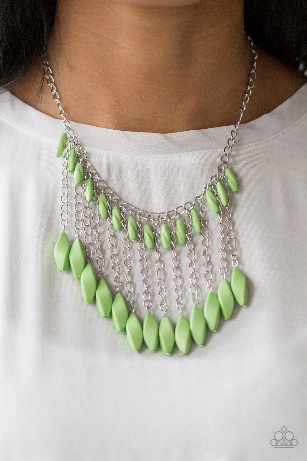 Venturous Vibes Green Necklace - Paparazzi Accessories-CarasShop.com - $5 Jewelry by Cara Jewels