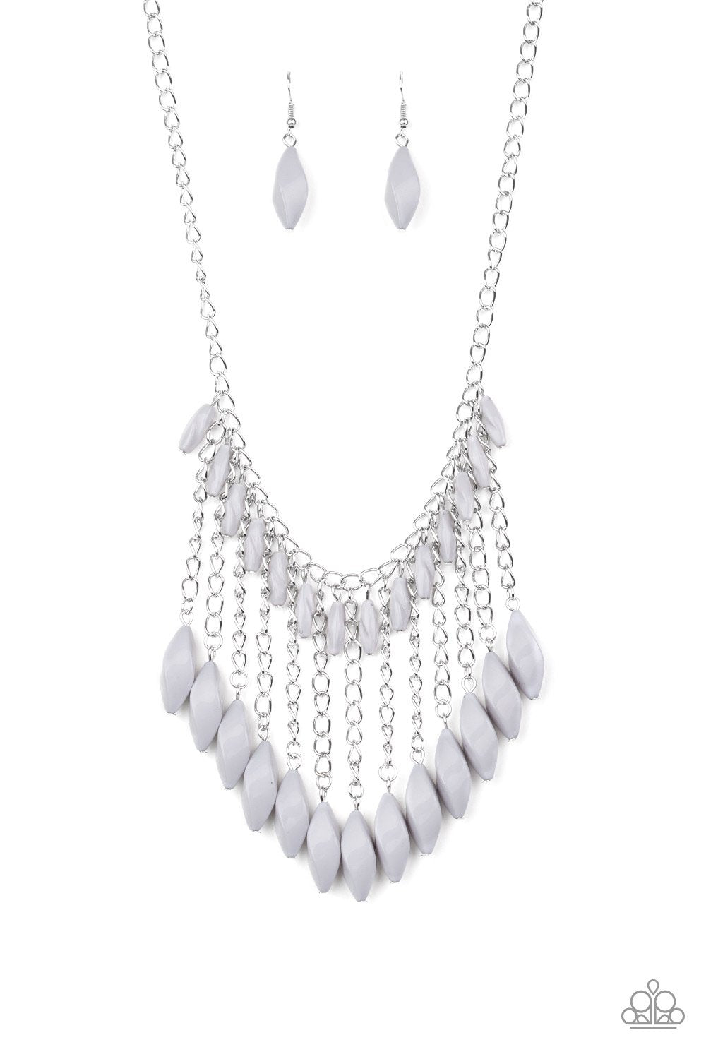 Venturous Vibes Silver Necklace - Paparazzi Accessories - lightbox -CarasShop.com - $5 Jewelry by Cara Jewels