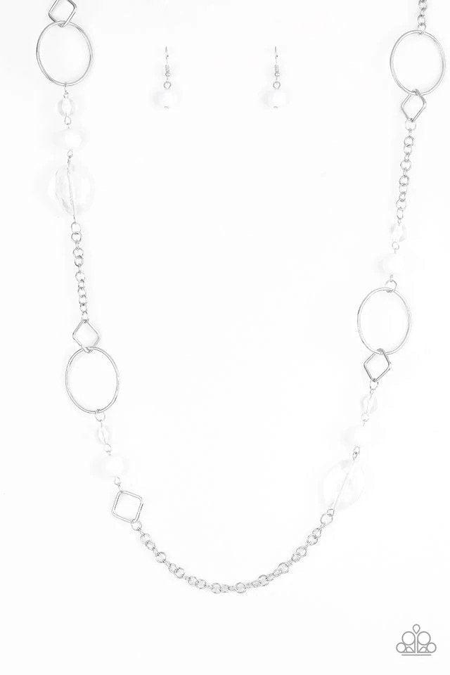 Very Visionary White Necklace - Paparazzi Accessories- lightbox - CarasShop.com - $5 Jewelry by Cara Jewels