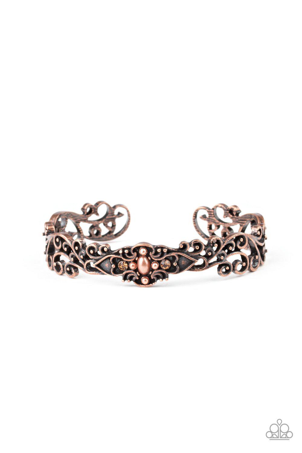 Victorian Vines Copper Cuff Bracelet - Paparazzi Accessories-CarasShop.com - $5 Jewelry by Cara Jewels