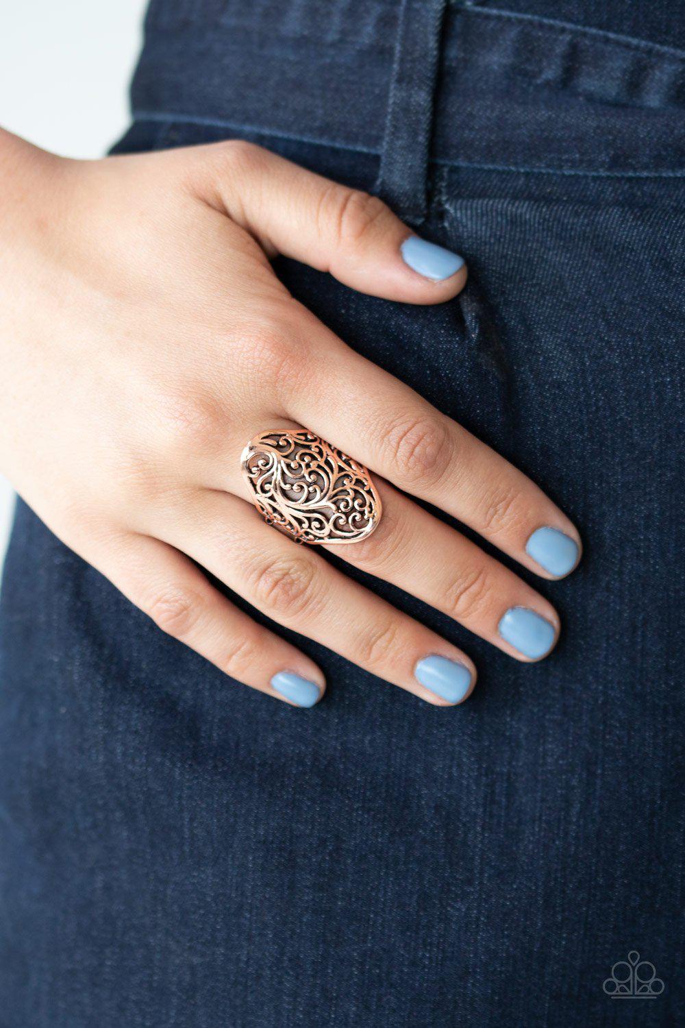 Vine Vibe Copper Filigree Ring - Paparazzi Accessories Convention Exclusive-CarasShop.com - $5 Jewelry by Cara Jewels