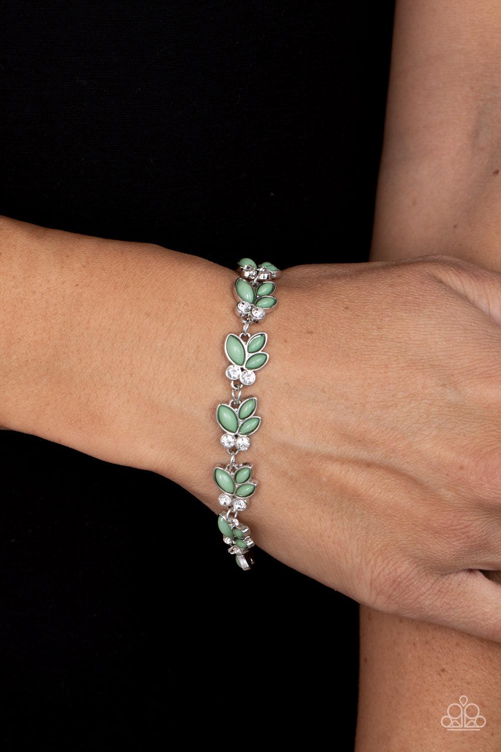 Vineyard Variety Green Bracelet - Paparazzi Accessories- lightbox - CarasShop.com - $5 Jewelry by Cara Jewels