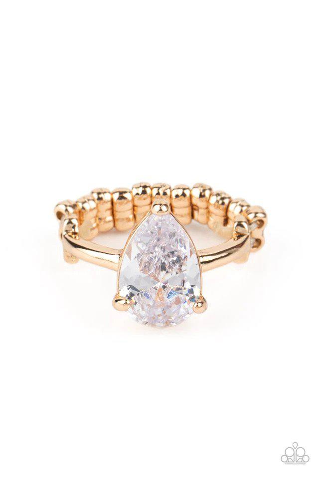Vintage Engagement Gold Ring - Paparazzi Accessories- lightbox - CarasShop.com - $5 Jewelry by Cara Jewels
