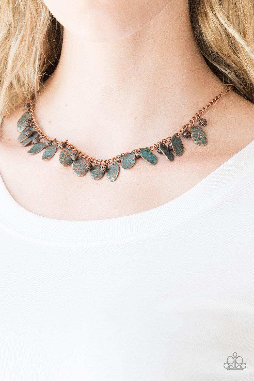 Vintage Gardens Copper Patina Finish Necklace - Paparazzi Accessories-CarasShop.com - $5 Jewelry by Cara Jewels