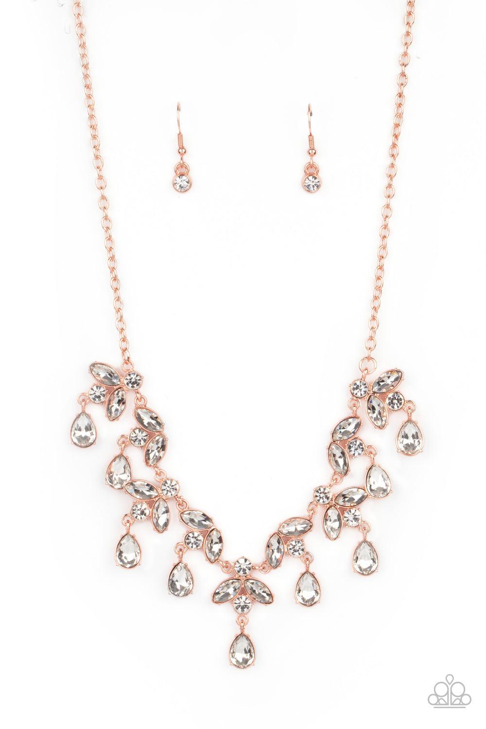 Vintage Royale Copper and Rhinestone Necklace - Paparazzi Accessories- lightbox - CarasShop.com - $5 Jewelry by Cara Jewels