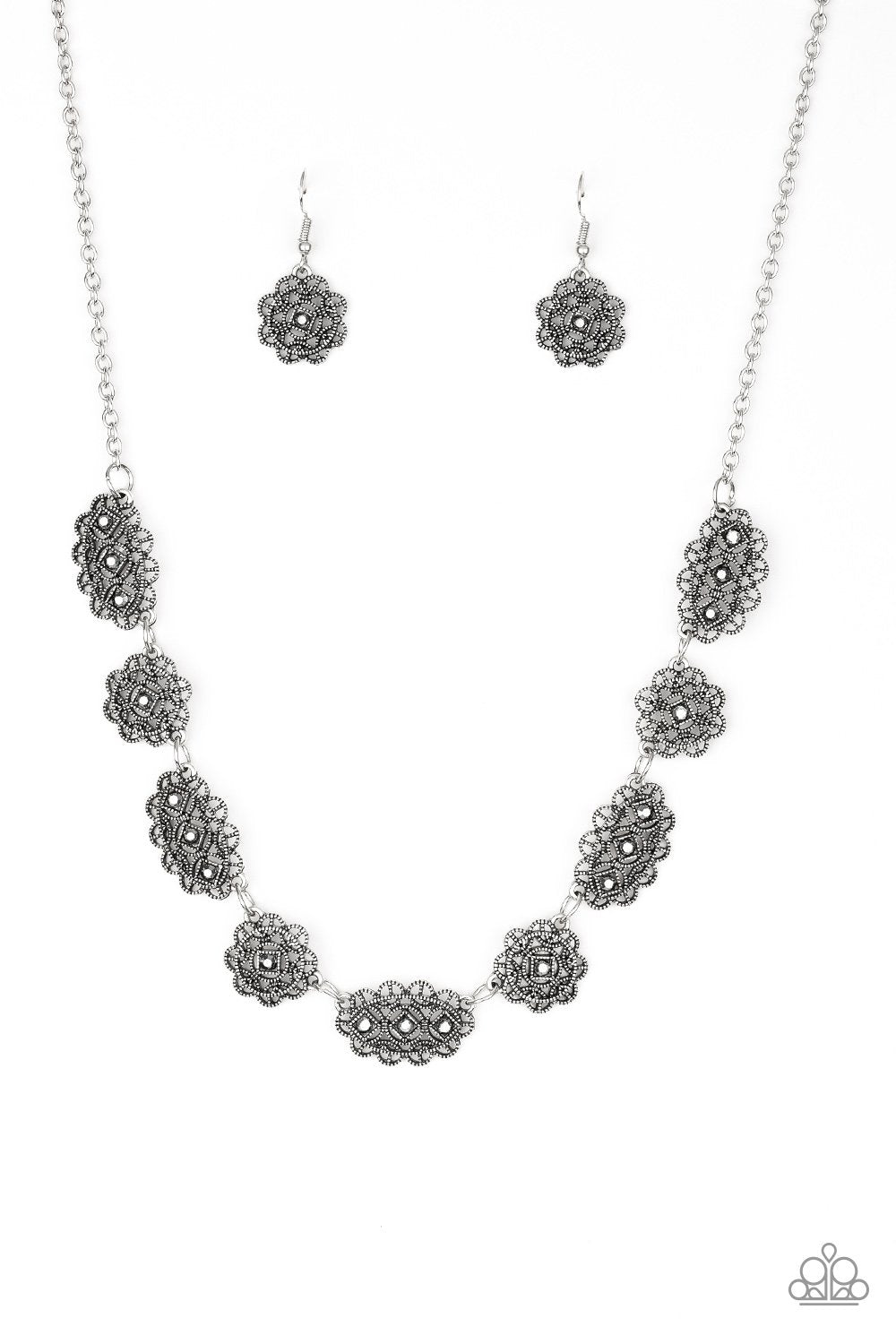 Vintage Vogue Silver Necklace - Paparazzi Accessories - lightbox -CarasShop.com - $5 Jewelry by Cara Jewels