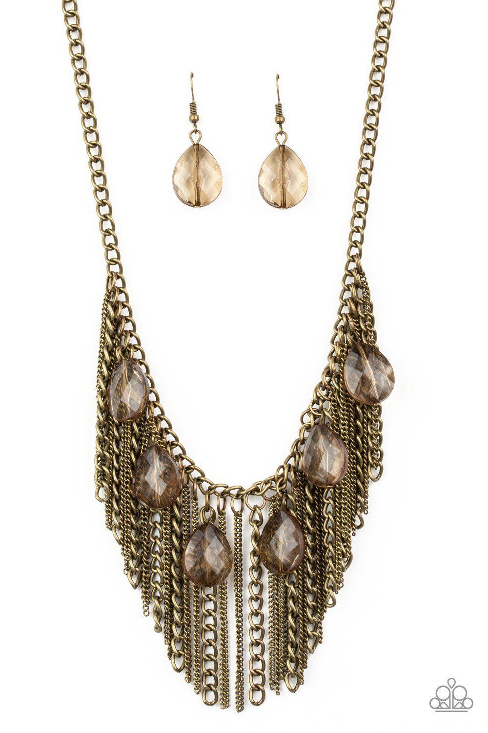 Vixen Conviction Brass Necklace - Paparazzi Accessories - lightbox -CarasShop.com - $5 Jewelry by Cara Jewels
