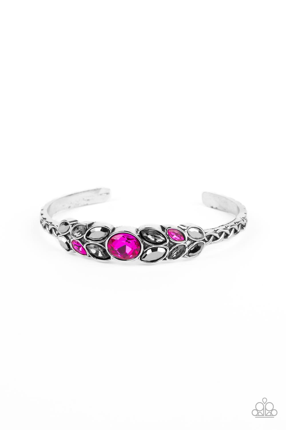 Vogue Vineyard Hot Pink Rhinestone Cuff Bracelet - Paparazzi Accessories- lightbox - CarasShop.com - $5 Jewelry by Cara Jewels