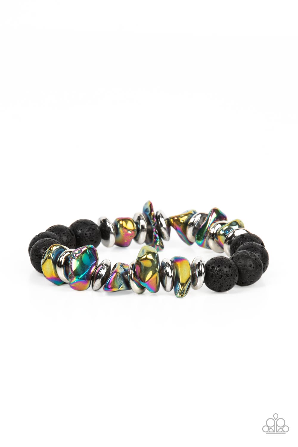 Volcanic Vacay Multi Oil Spill and Lava Rock Bracelet - Paparazzi Accessories- lightbox - CarasShop.com - $5 Jewelry by Cara Jewels