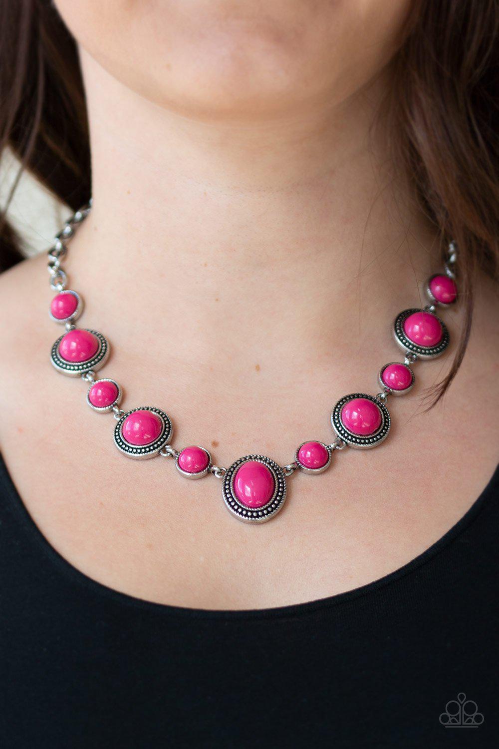 Voyager Vibes Pink Necklace - Paparazzi Accessories-CarasShop.com - $5 Jewelry by Cara Jewels