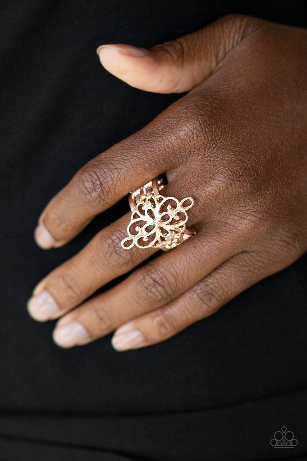 Walk The VINE Rose Gold Ring - Paparazzi Accessories - model -CarasShop.com - $5 Jewelry by Cara Jewels