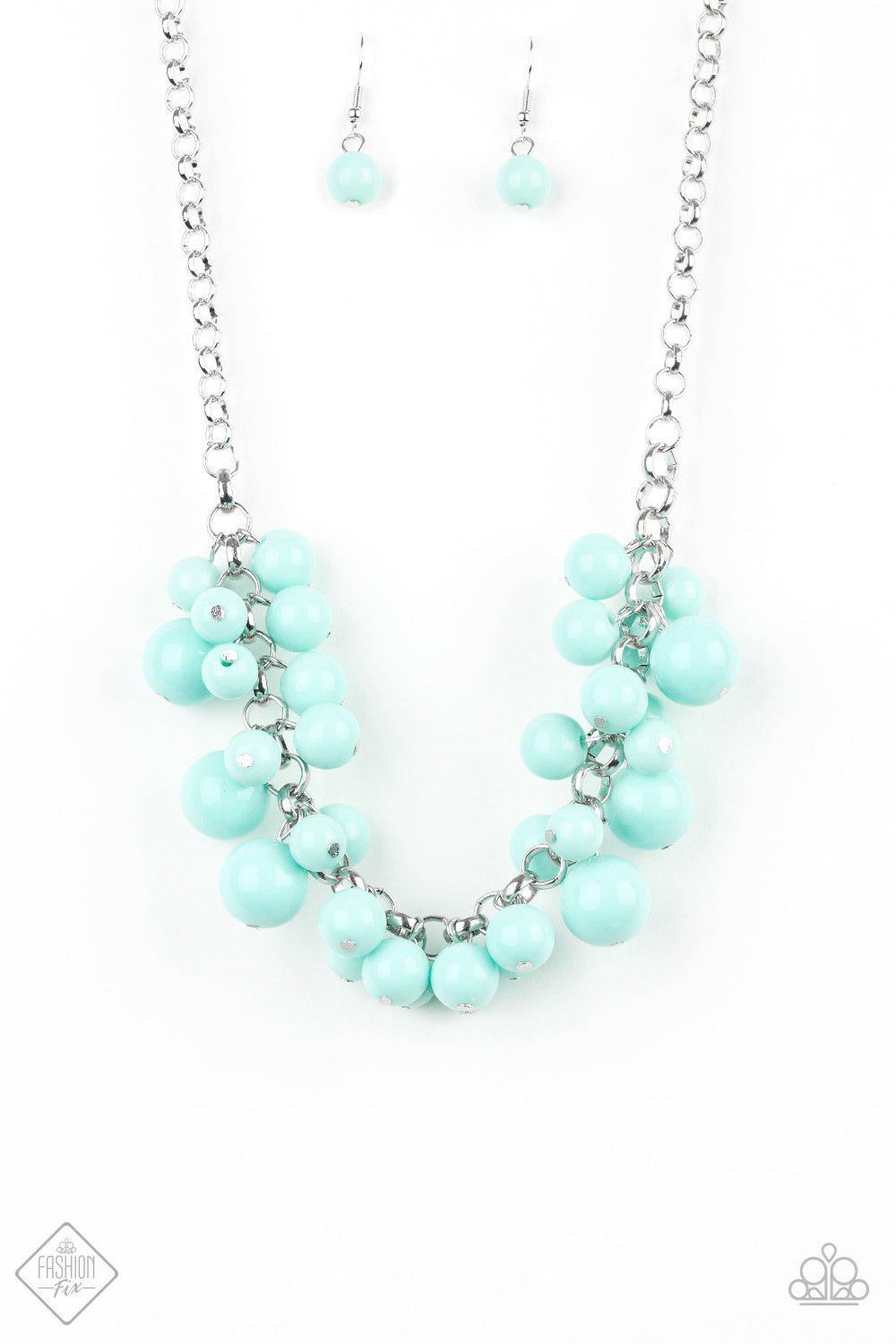 Walk this BROADWAY Pale Blue Necklace and matching Earrings - Paparazzi Accessories-CarasShop.com - $5 Jewelry by Cara Jewels