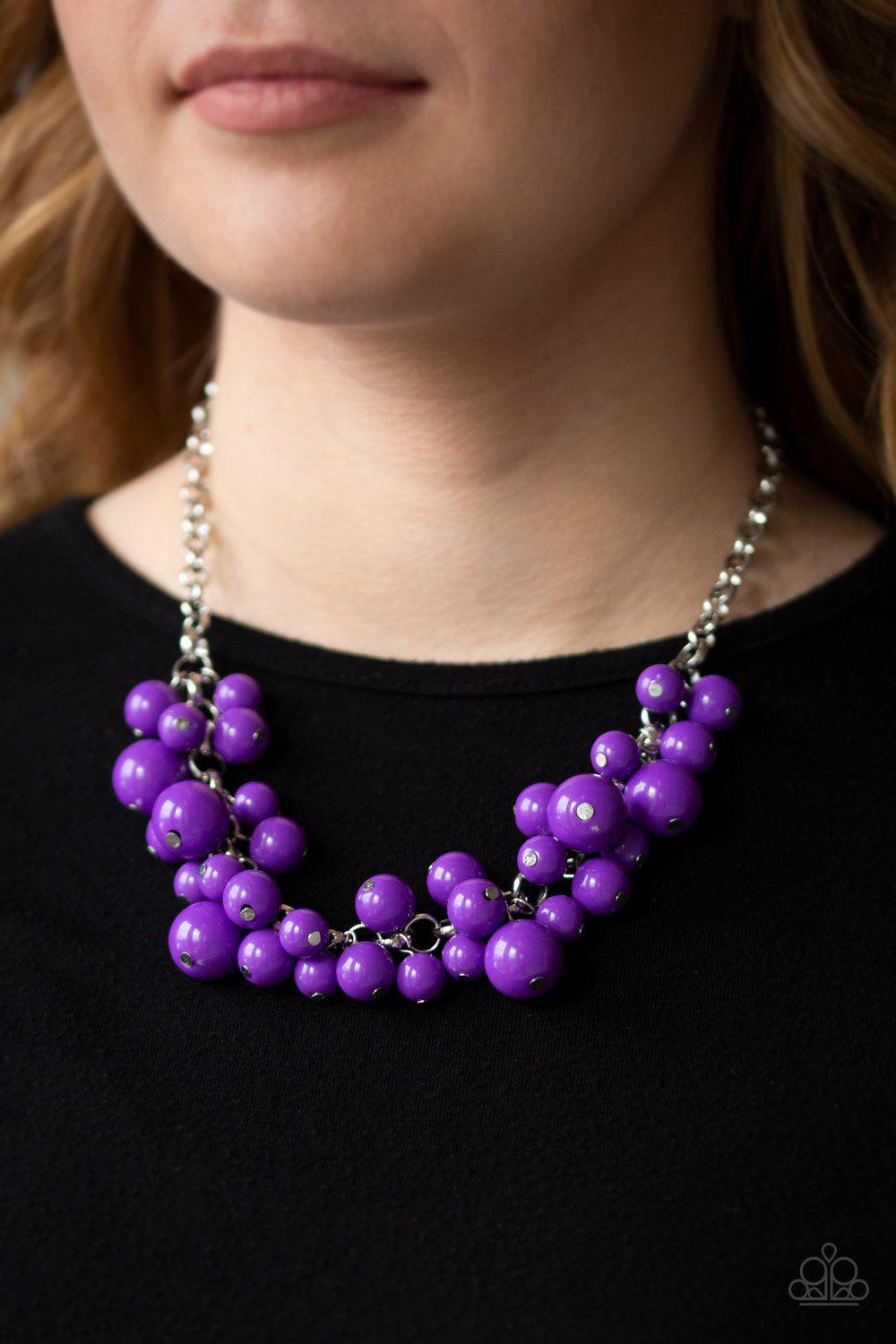 Walk This BROADWAY Purple Necklace - Paparazzi Accessories - model -CarasShop.com - $5 Jewelry by Cara Jewels