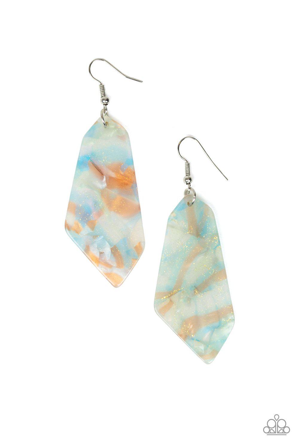 Walking On WATERCOLORS Blue Acrylic Earrings - Paparazzi Accessories-CarasShop.com - $5 Jewelry by Cara Jewels