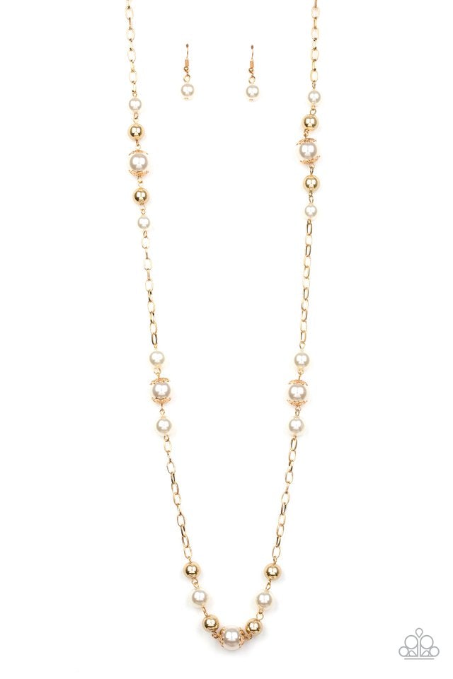 Wall Street Waltz Gold Necklace - Paparazzi Accessories- lightbox - CarasShop.com - $5 Jewelry by Cara Jewels