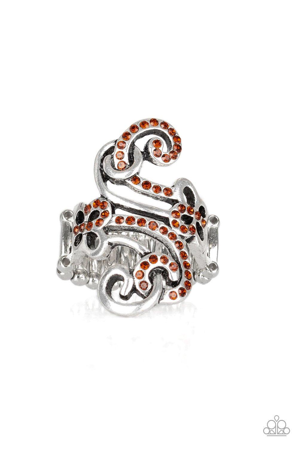 Waltzing Wonders Brown Ring - Paparazzi Accessories-CarasShop.com - $5 Jewelry by Cara Jewels