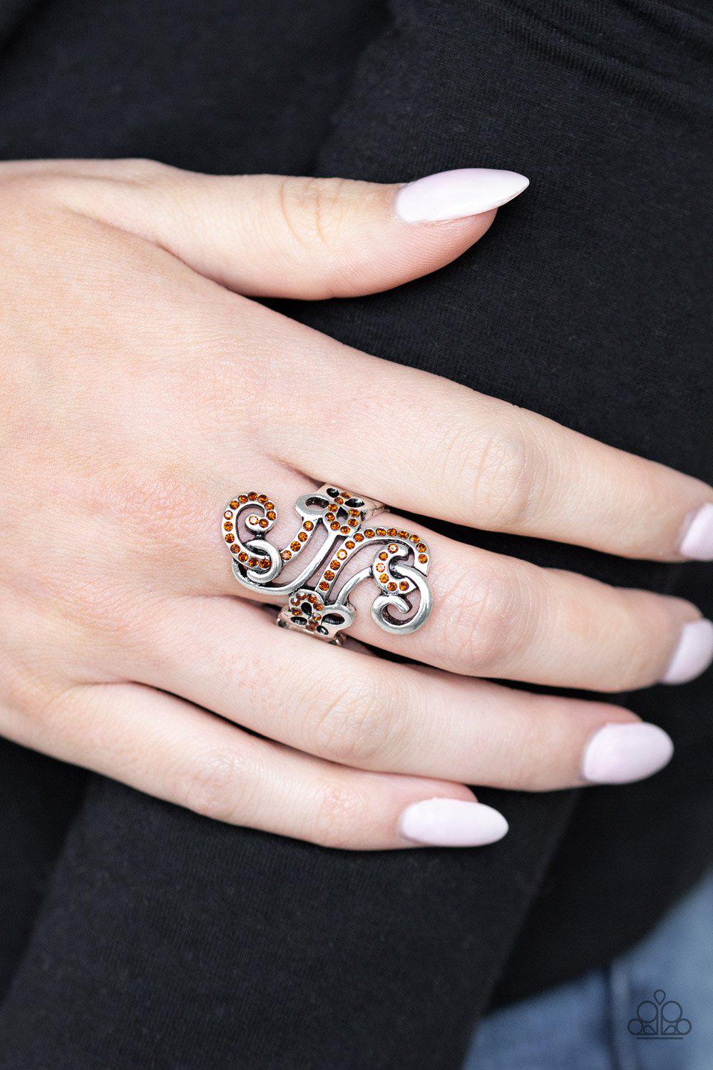 Waltzing Wonders Brown Ring - Paparazzi Accessories-CarasShop.com - $5 Jewelry by Cara Jewels