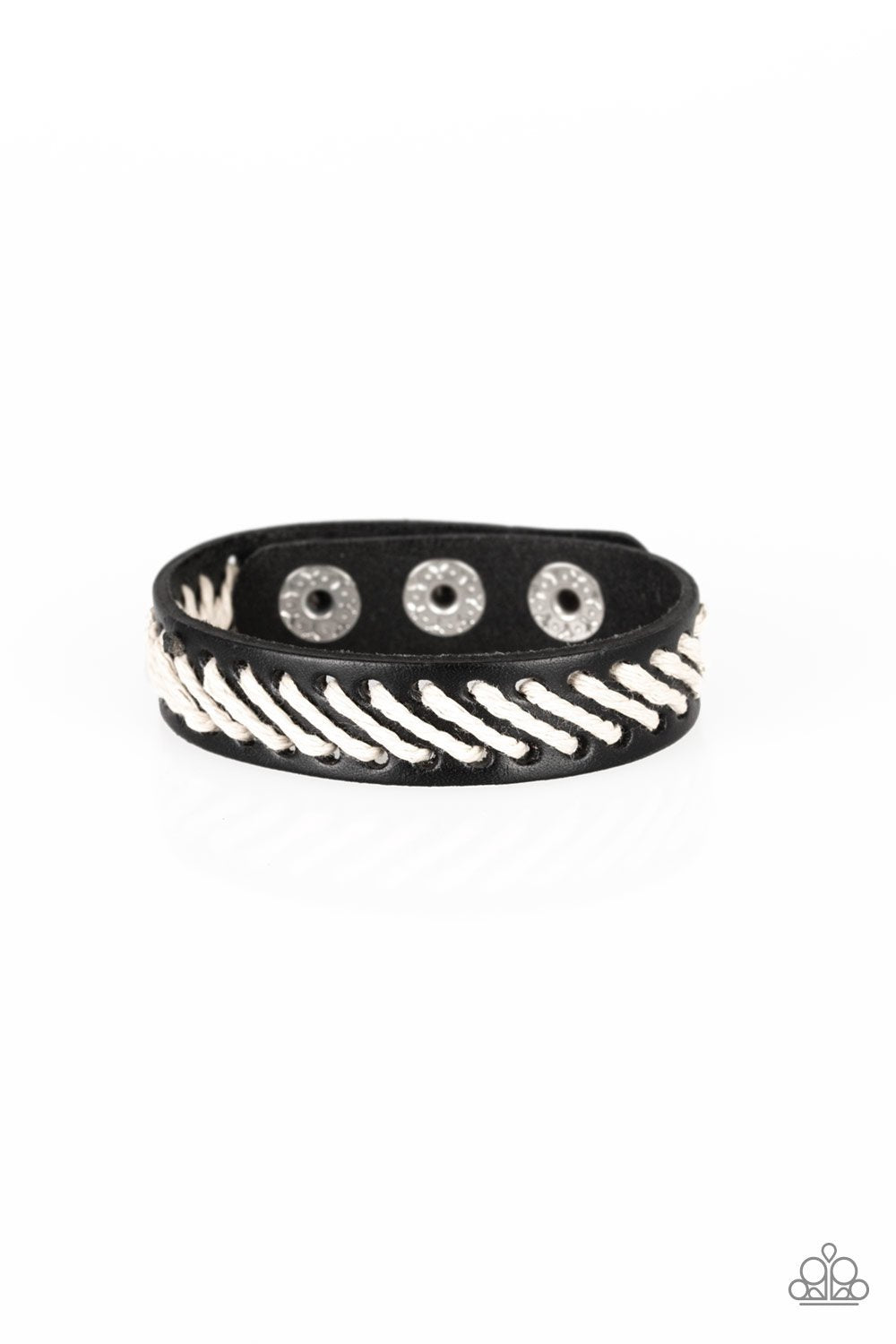 Watch Your BACKPACKER Black and White Urban Wrap Snap Bracelet - Paparazzi Accessories-CarasShop.com - $5 Jewelry by Cara Jewels