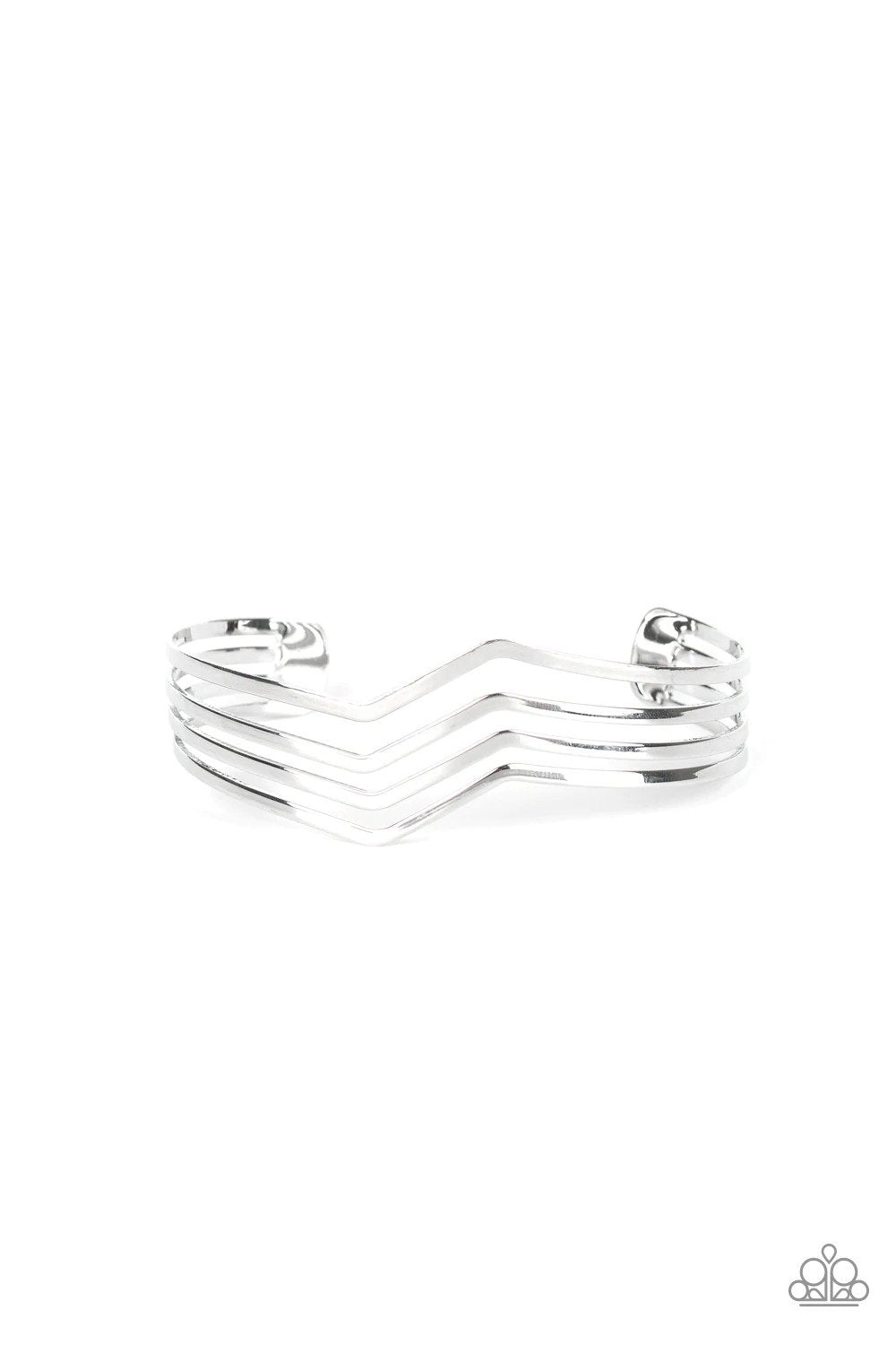 Waverunner Silver Cuff Bracelet - Paparazzi Accessories- lightbox - CarasShop.com - $5 Jewelry by Cara Jewels