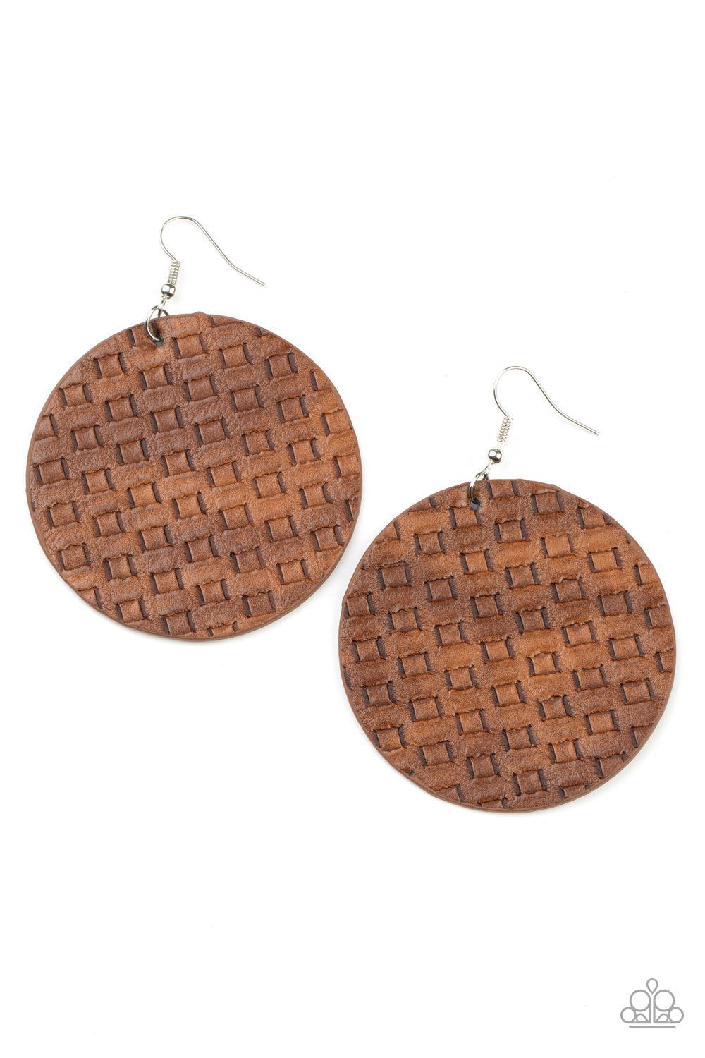 Brown leather earrings deals paparazzi