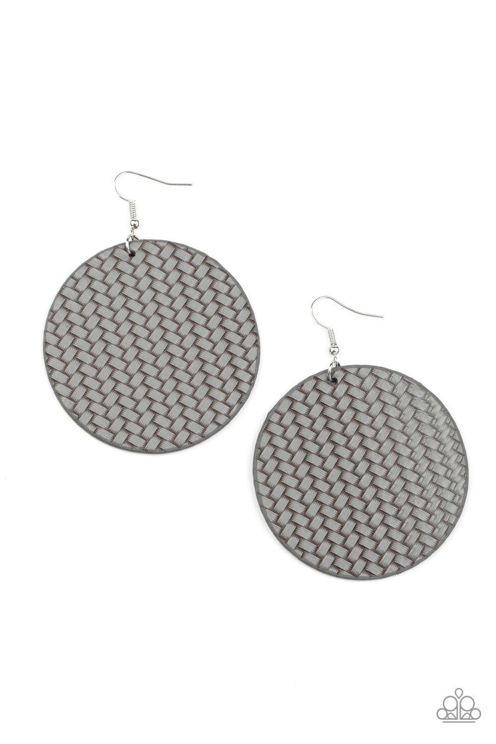 WEAVE Your Mark Silver Weave Earrings - Paparazzi Accessories-CarasShop.com - $5 Jewelry by Cara Jewels