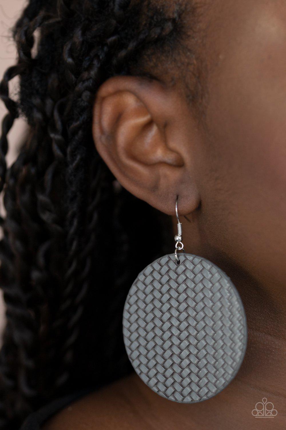 WEAVE Your Mark Silver Weave Earrings - Paparazzi Accessories-CarasShop.com - $5 Jewelry by Cara Jewels