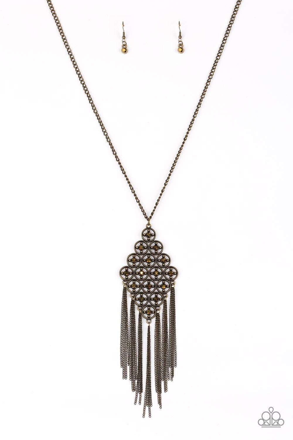 Paparazzi long 2024 brass necklace