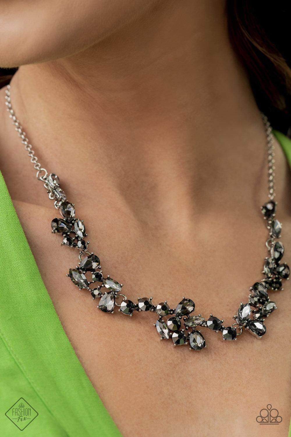Welcome to the Ice Age Silver Rhinestone Necklace - Paparazzi Accessories-on model - CarasShop.com - $5 Jewelry by Cara Jewels