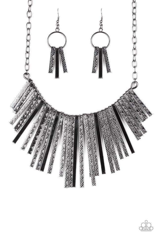 Welcome to the Pack Black Necklace - Paparazzi Accessories-CarasShop.com - $5 Jewelry by Cara Jewels