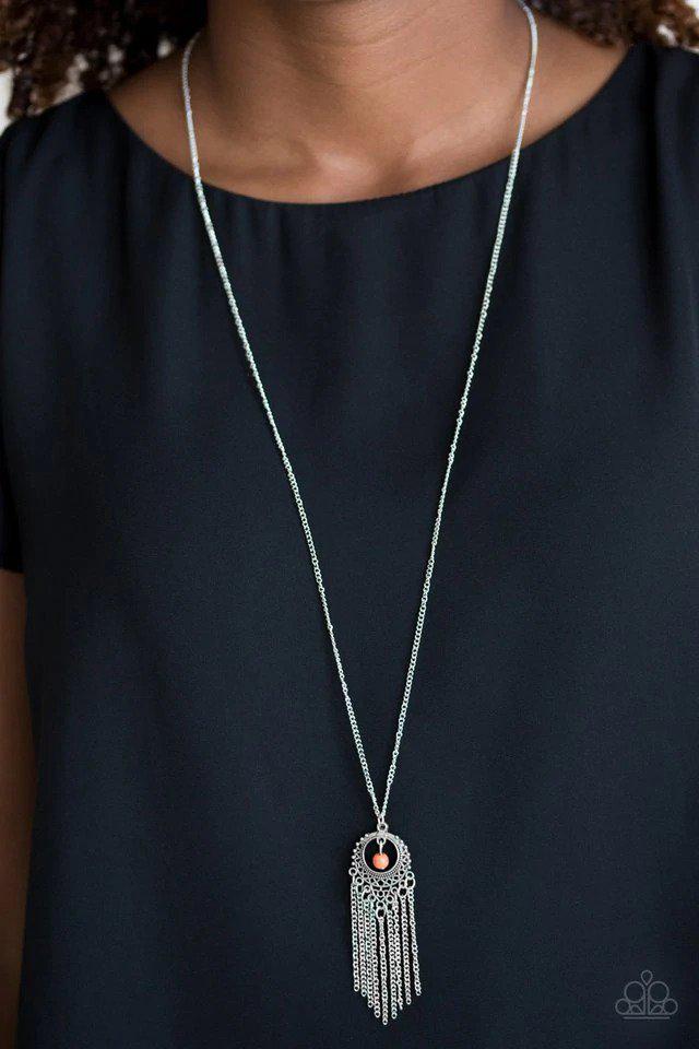 Western Weather Orange Necklace - Paparazzi Accessories- lightbox - CarasShop.com - $5 Jewelry by Cara Jewels