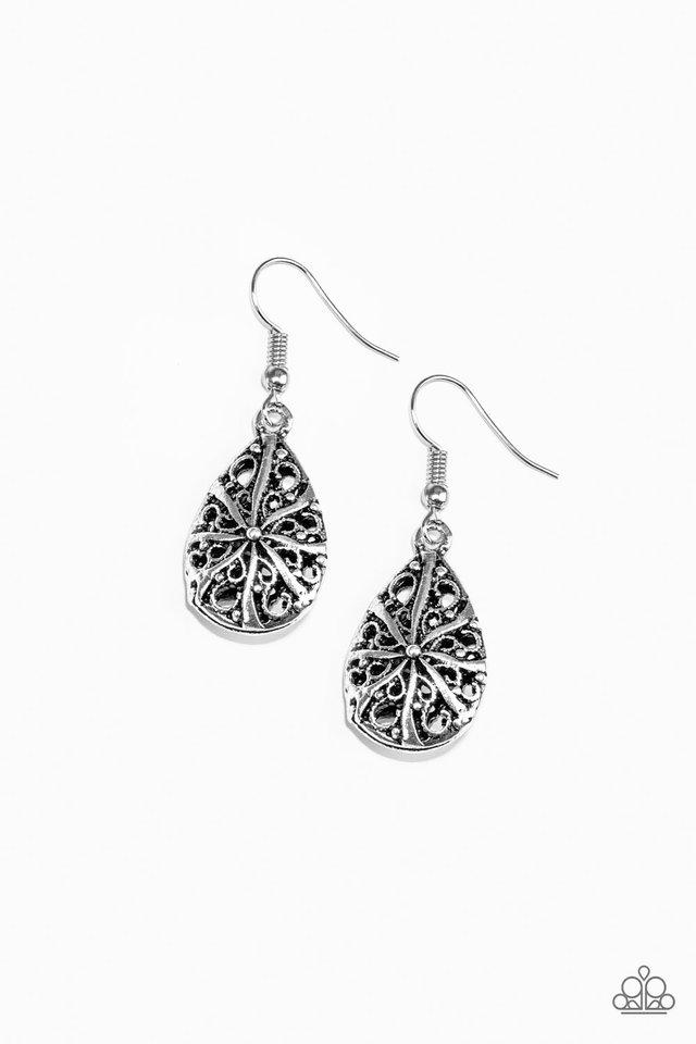 Western Wisteria Silver Earrings - Paparazzi Accessories-CarasShop.com - $5 Jewelry by Cara Jewels
