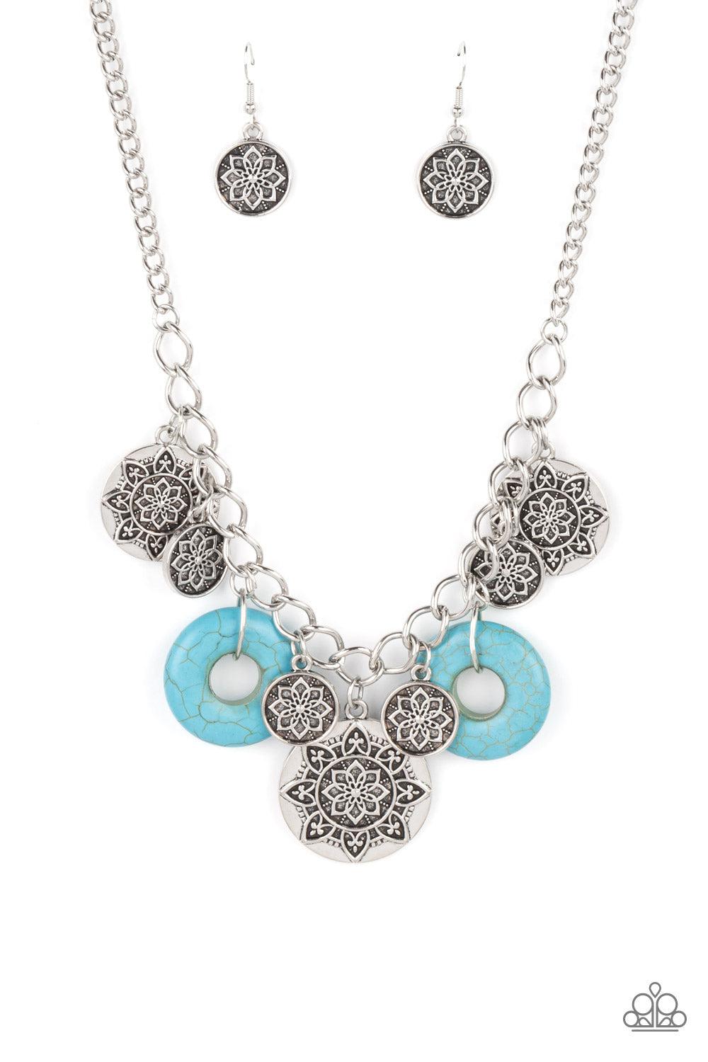 Western Zen Turquoise Blue Stone Necklace - Paparazzi Accessories- lightbox - CarasShop.com - $5 Jewelry by Cara Jewels