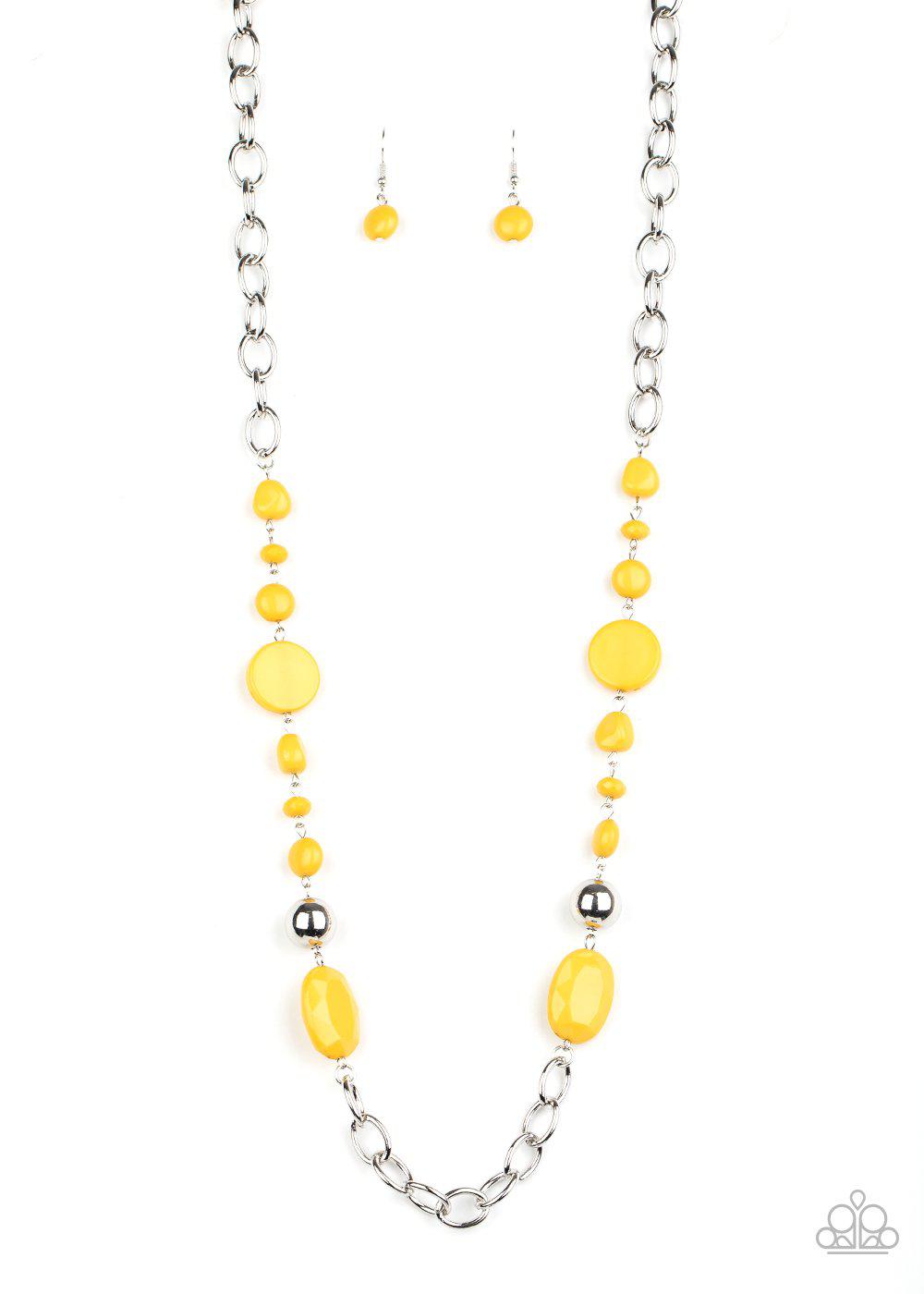 When I GLOW Up Yellow Necklace - Paparazzi Accessories-CarasShop.com - $5 Jewelry by Cara Jewels
