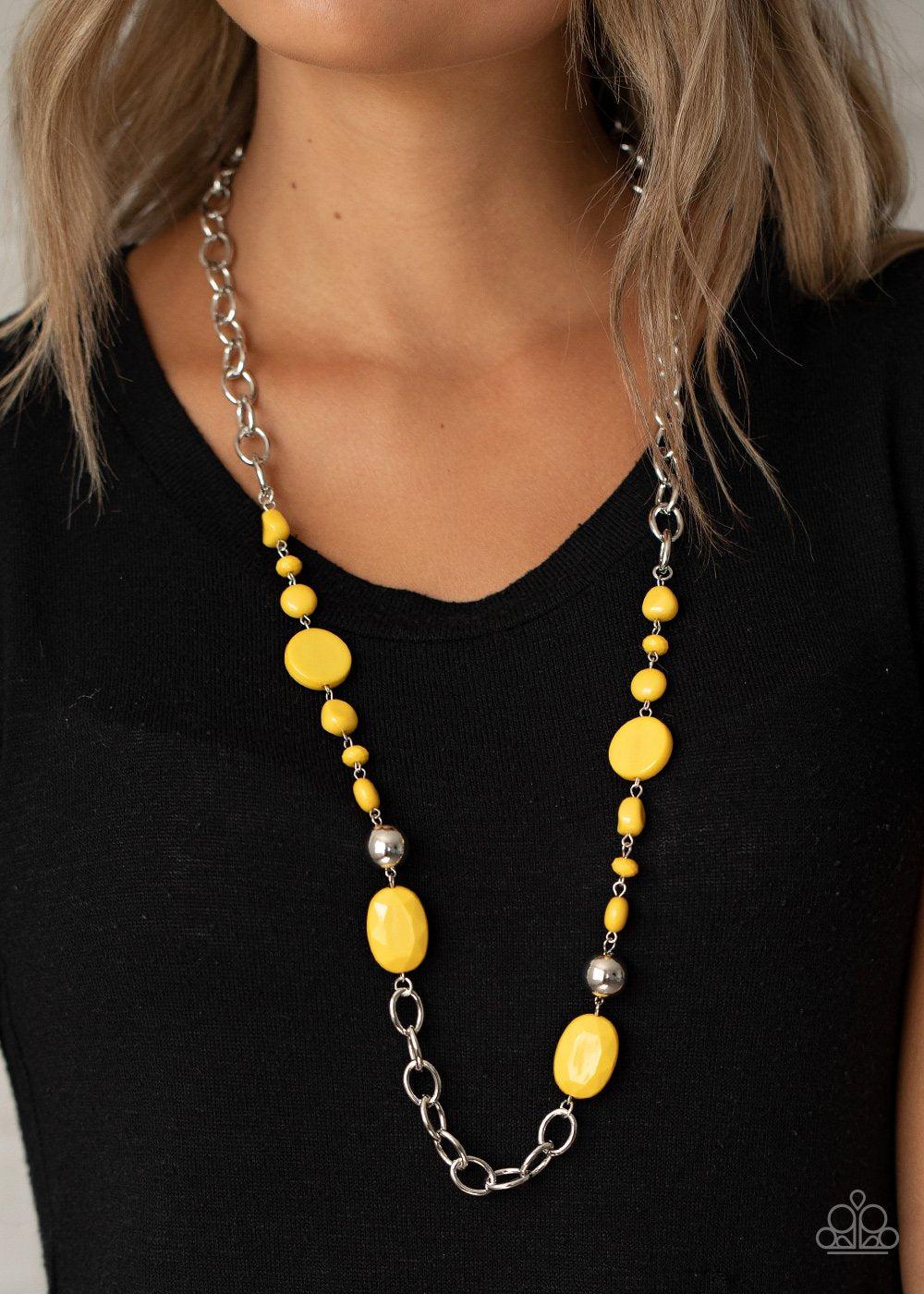 When I GLOW Up Yellow Necklace - Paparazzi Accessories-CarasShop.com - $5 Jewelry by Cara Jewels