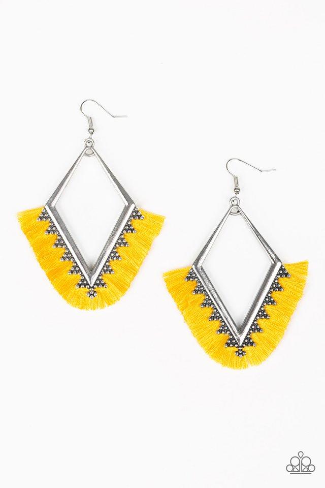 Paparazzi yellow shop fringe earrings