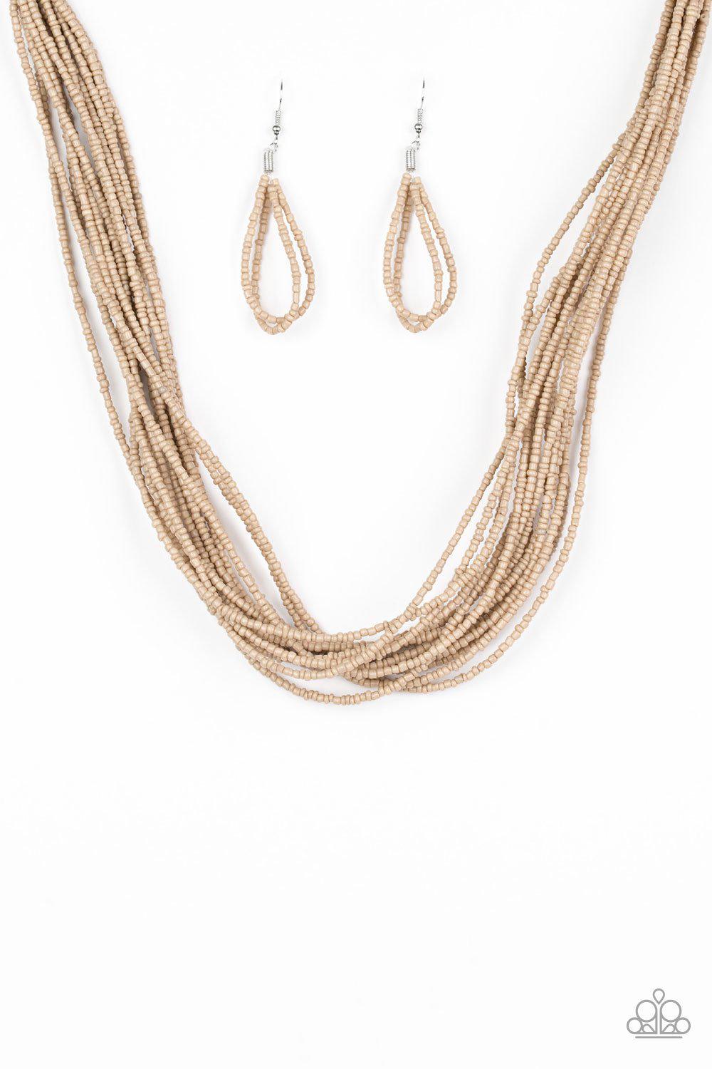 Wide Open Spaces Brown Seed Bead Necklace - Paparazzi Accessories-CarasShop.com - $5 Jewelry by Cara Jewels