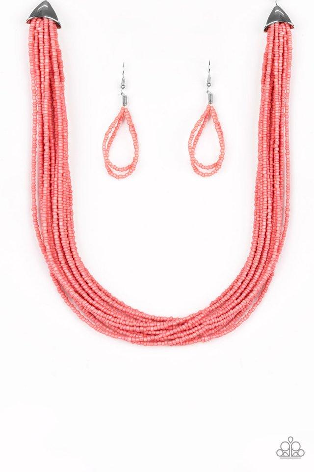 Wide Open Spaces Coral Seed Bead Necklace - Paparazzi Accessories-CarasShop.com - $5 Jewelry by Cara Jewels