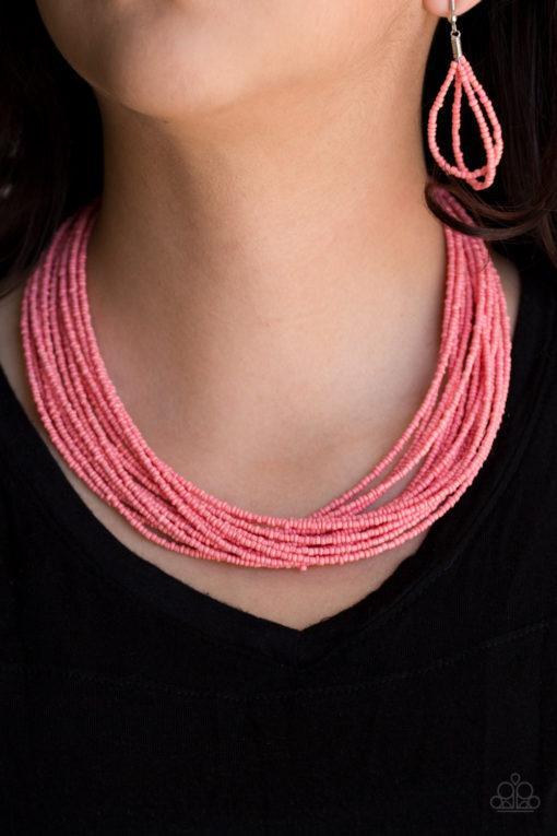 Wide Open Spaces Coral Seed Bead Necklace - Paparazzi Accessories-CarasShop.com - $5 Jewelry by Cara Jewels