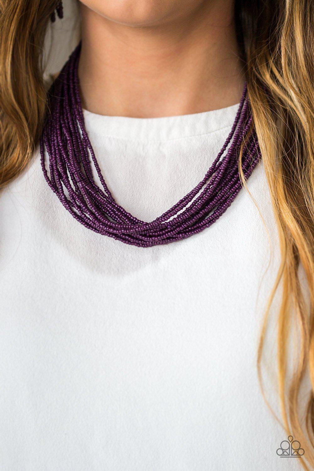 Wide Open Spaces Purple Seed Bead Necklace - Paparazzi Accessories-CarasShop.com - $5 Jewelry by Cara Jewels