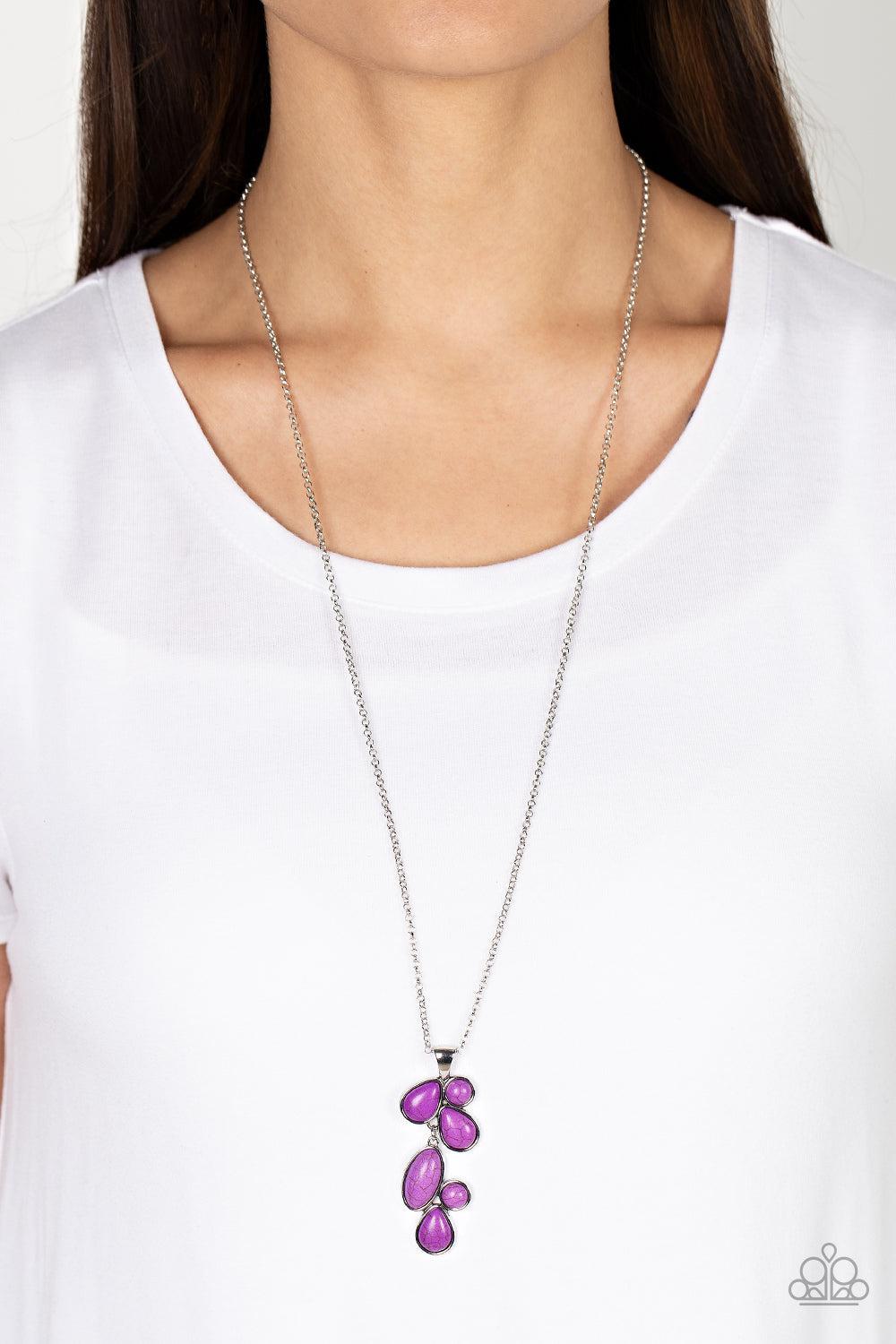 Wild Bunch Flair Purple Stone Necklace - Paparazzi Accessories-on model - CarasShop.com - $5 Jewelry by Cara Jewels