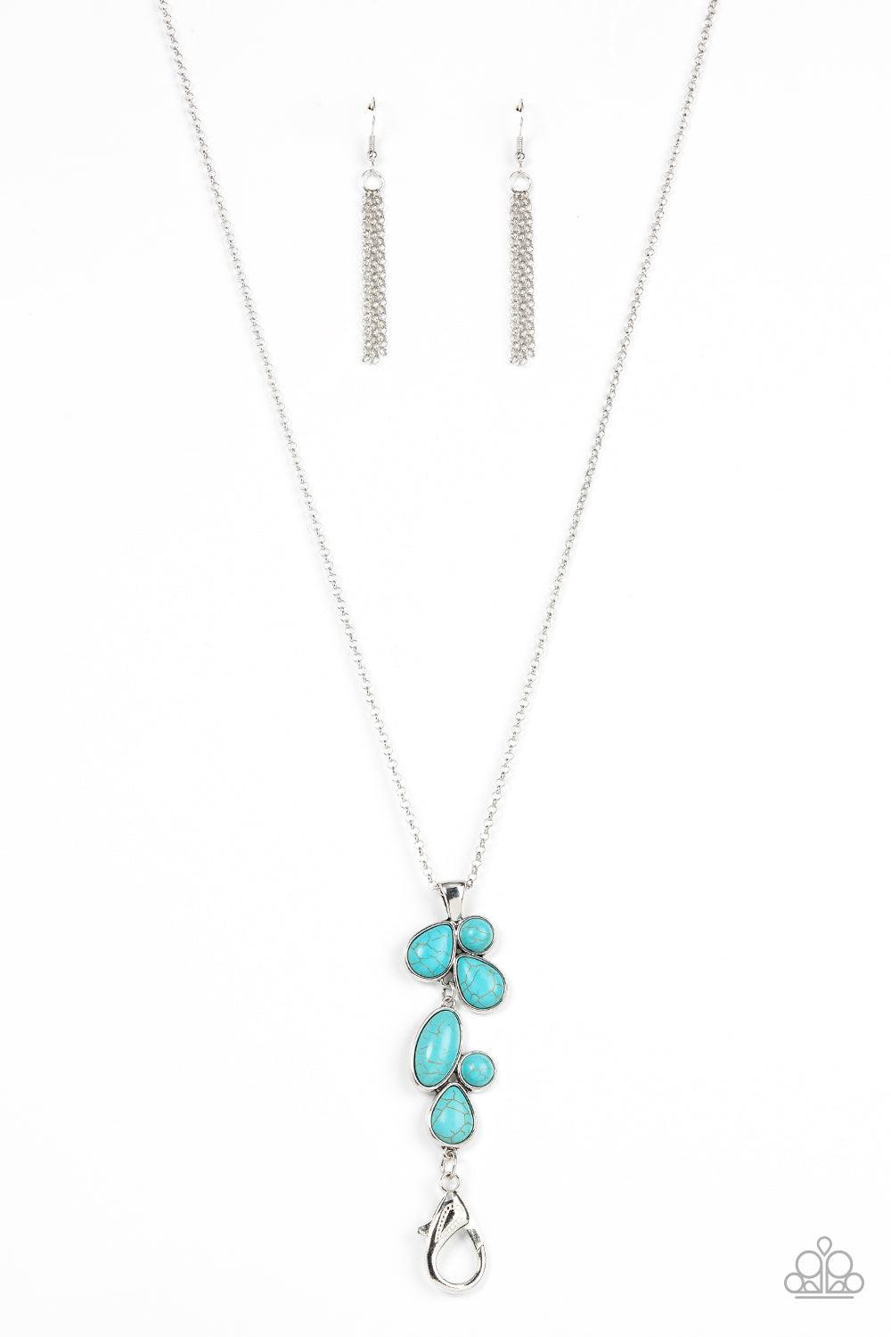 Wild Bunch Flair Turquoise Blue Stone Lanyard Necklace - Paparazzi Accessories- lightbox - CarasShop.com - $5 Jewelry by Cara Jewels