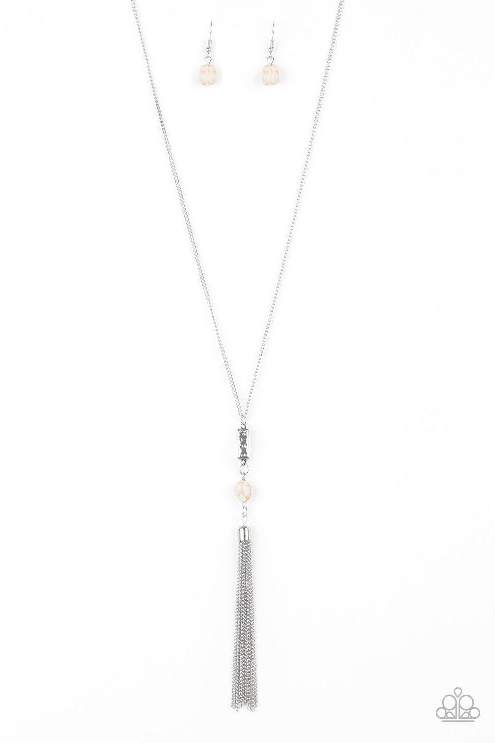 Wild Horse Wonder White Stone Necklace - Paparazzi Accessories - lightbox -CarasShop.com - $5 Jewelry by Cara Jewels