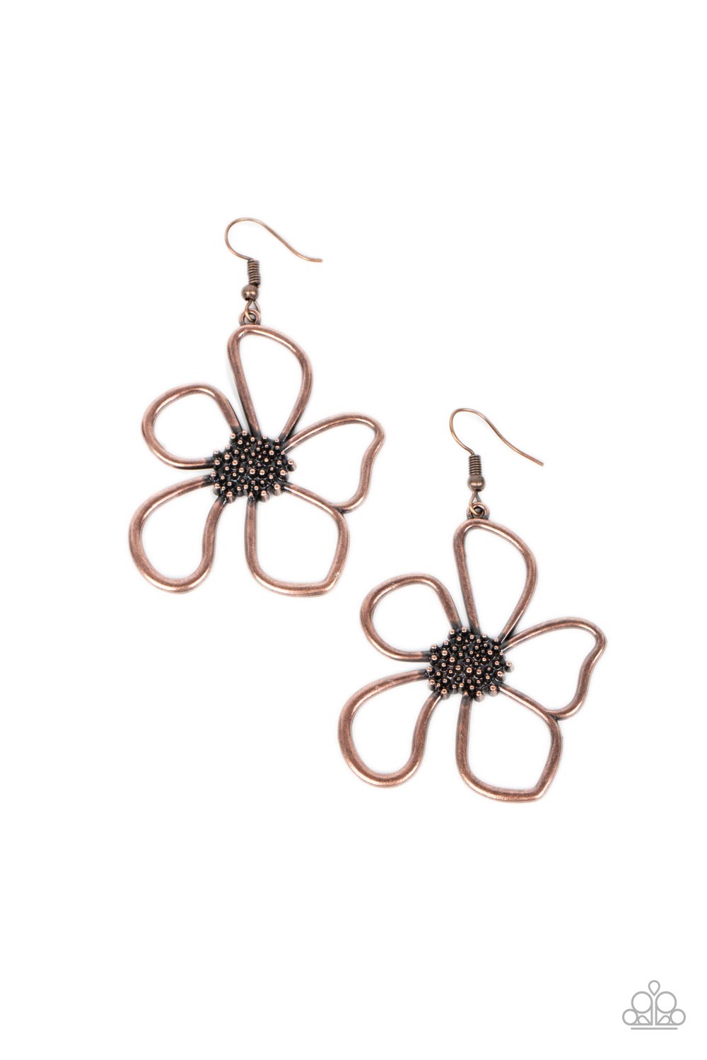 Wildflower Walkway Copper Flower Earrings - Paparazzi Accessories- lightbox - CarasShop.com - $5 Jewelry by Cara Jewels