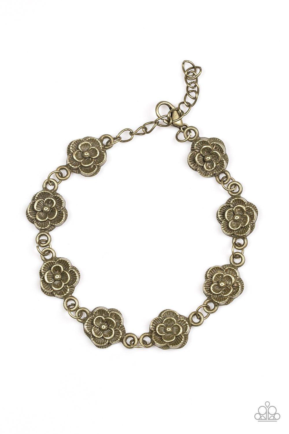 Wildflower Wonderland Brass Flower Charm Bracelet - Paparazzi Accessories-CarasShop.com - $5 Jewelry by Cara Jewels