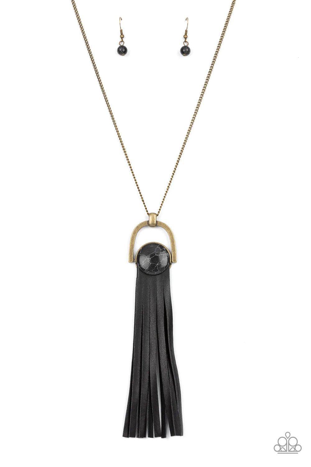 Winslow Wanderer Brass Necklace - Paparazzi Accessories- lightbox - CarasShop.com - $5 Jewelry by Cara Jewels