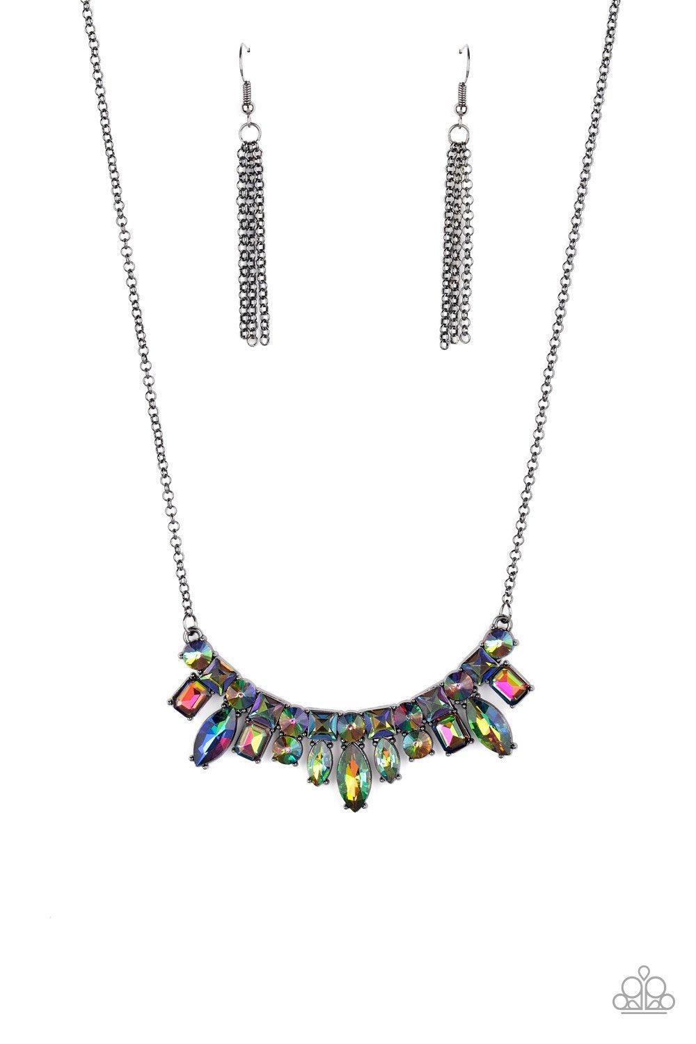 Wish Upon A ROCK STAR Multi-color &quot;Oil Spill&quot; Gem Necklace - Paparazzi Accessories-CarasShop.com - $5 Jewelry by Cara Jewels