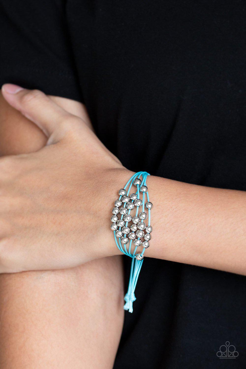 Without Skipping A BEAD Blue Bracelet - Paparazzi Accessories-CarasShop.com - $5 Jewelry by Cara Jewels