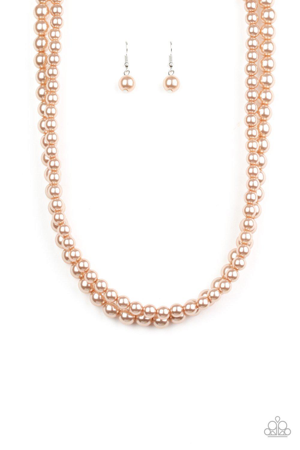 Woman of the Century Brown Pearl Necklace - Paparazzi Accessories - lightbox -CarasShop.com - $5 Jewelry by Cara Jewels