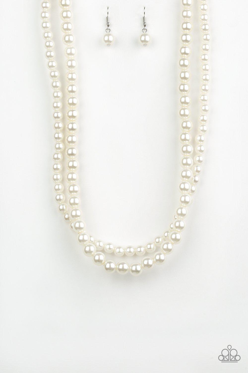Woman Of The Century White Pearl Necklace - Paparazzi Accessories - lightbox -CarasShop.com - $5 Jewelry by Cara Jewels
